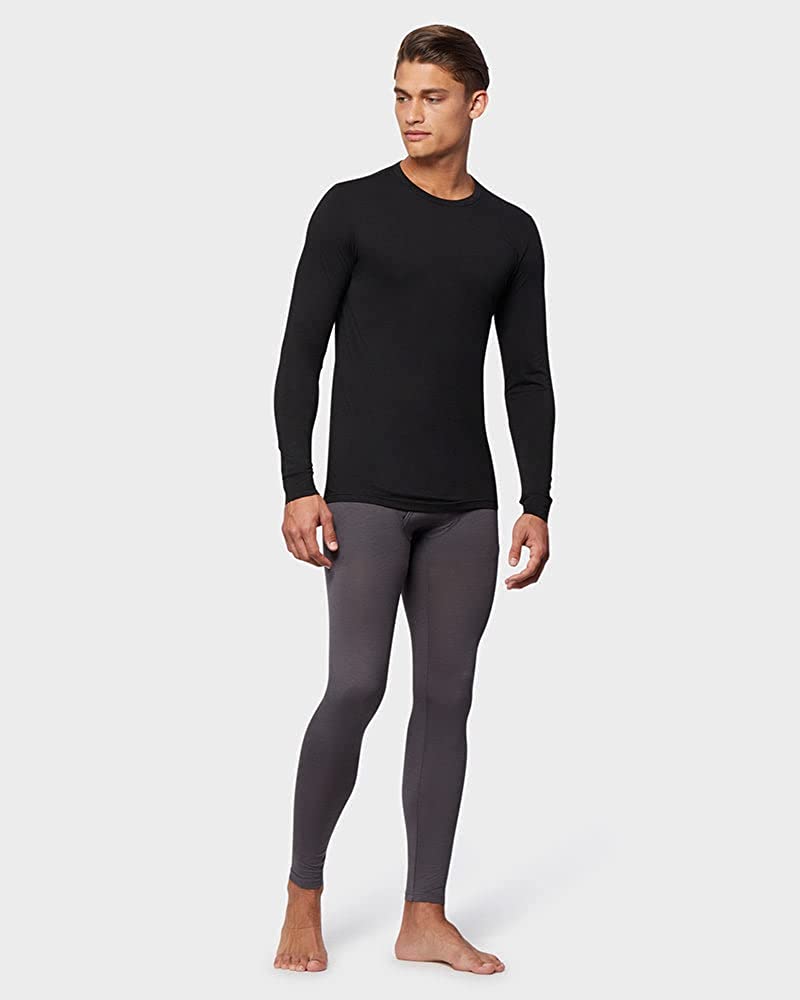 32 DEGREES Men's Lightweight Baselayer Crew Top | Long Sleeve | Form Fitting | 4-Way Stretch | Thermal - Image 3